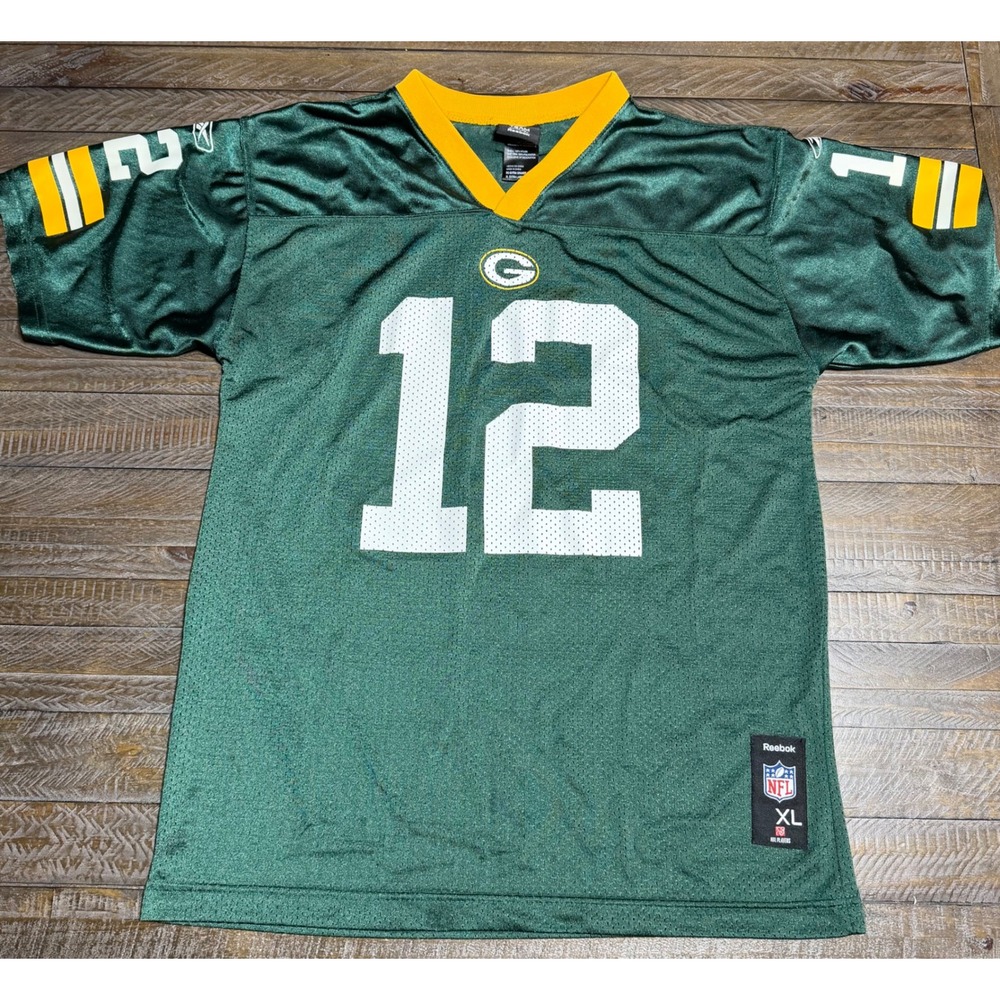 Reebok Green Bay Packers Aaron Rodgers Kids XL Green Jersey 12 NFL Preloved